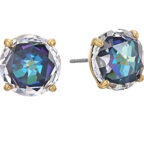 Kate Spade Bright Ideas Round CZ Stud Earrings Blue Clear Gold NWT - Picture 3 of 9